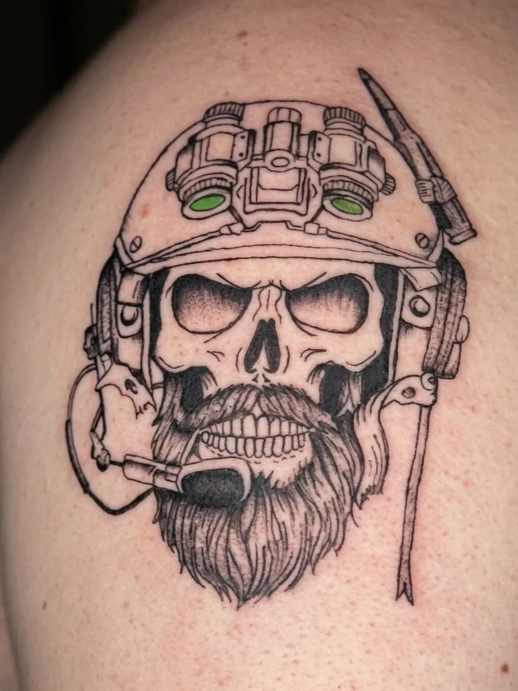 Detailed soldier skull tattoo